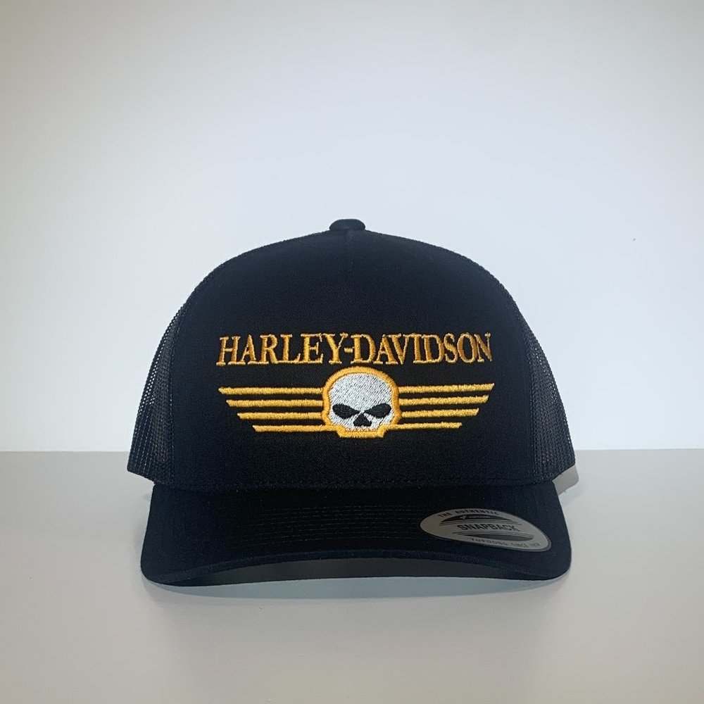 Harley Hat Direct Embroider Yupoong Curved Bill Snapback Mesh NEW